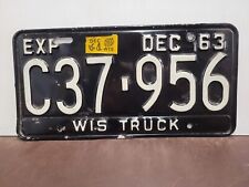 1963 WISCONSIN TRUCK License Plate Tag Original. picture