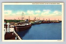 Beaumont TX-Texas, Ocean Going Steamers in Port, Antique Vintage Postcard picture