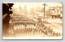 RPPC 1915 Mardis Gras Parade Soldiers Trolley Jackson Ave New Orleans Postcard picture