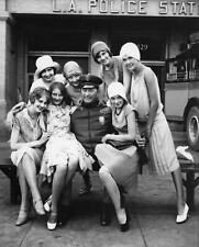 1920s Group of Leggy FLAPPERS Posing with LA Police BORDERLESS 8X10 Photo picture