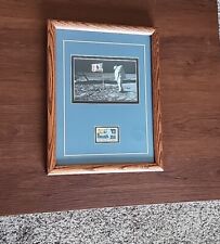 Vintage First Man On The Moon 1969 Framed Postage Stamp & Neil Armstrong Photo  picture