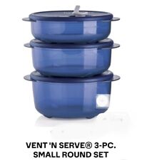 Tupperware Vent n Serve 3pc ROUND Small Set Freezer To Microwave To Table NEW picture