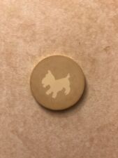 White Scotty Dog Early 1900s Clay Poker Chip Vintage Rare picture