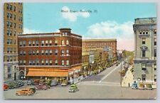 Danville Illinois IL - Main Street Old Cars Woolworth Dime Store c1943 Postcard picture