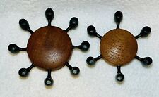 Vtg Set of 1964 Digsmed Teak & Metal 8 and 6 Hole Tapered Candle Holders picture