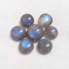 Glowing Blue Labradorite 7 Piece Cabochon Round Shape 32.30 Carat Loose Gemstone picture