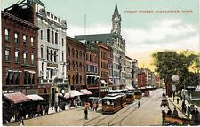 Worcester Front Street Aerial Trolley Unused 1910 MA  picture