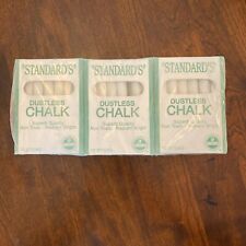 Standard’s Dustless White Chalk Non Toxic 12 Boxes Of 12 Sticks Vintage SEALED picture