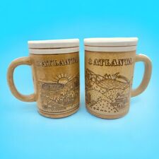 Vintage Atlanta MC Art Co. Collector Tall Mug Japan Ceramic Tan - Set Of 2 picture