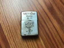 ANTIQUE  ZIPPO LIGHTER,,,, AT WAR VIETNAM, CU CHỊ,,70-71 ,,,,ENGRAVED BOTH SIDE. picture