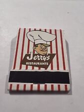 c1950s Jerry’s Restaurants Matchbook Full 20 Strike Unstruck  picture