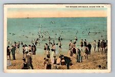 Ocean View VA-Virginia, Bathers and Beach, c1924 Antique Vintage Postcard picture
