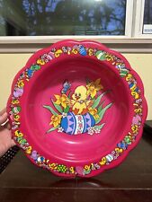 Vintage 1980’s Berman Industries Easter Bunny Springtime Scalloped Bowl Candy picture