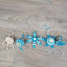 Vintage Handmade Christmas Ornament Lot of Five Beaded Hanging Chandelier Star picture