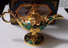 Aladdin's Magic Lamp - Blue Glaze & Gold Color Metal Decorative Genie Lamp - New picture