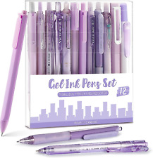 12Pack Pastel Gel Ink Pen Set, 11 Pack Black Ink Pens with 1Pack Highlighter for picture