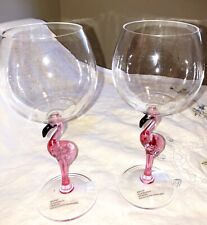 PINK FLAMINGO  plastic WINE GLASSES  Set Of 2  PLASTIC picture