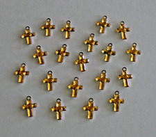 Micro Gold Cross Ornaments Christmas Faceted Plastic 22mm 7/8