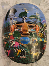 Mexico Aztec Mayan Maize Terra Cotta Clay Mask Wall Decor Hand Painted 8