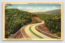 Linen Postcard Bedford PA Pennsylvania Turnpike Near Bedford Allegheny Mtns. picture