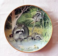 The Woodland Year ~ Curious Racoons at an April Pond ~ Collector Plate ~ 1981 picture