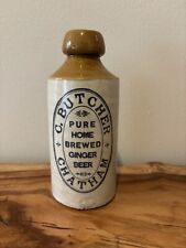 Vintage Old Antique Pottery Ginger Beer Bottle C. Butcher Chatham Kent  picture