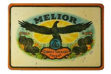 Rare 1930s Belgian “Melior Victoria“ litho hinged 10 cigar tin in very good cond picture