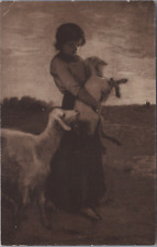 Sepia Barefoot Shepherdess Mother Goat Kid William Hunt Boston Museum Fine Arts picture