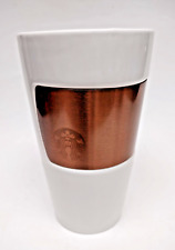 Starbucks 2012 Copper Band W/ Siren White 10oz Ceramic Double Wall Tumbler RARE  picture