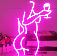 LED Neon Pink Lady Sign - Dimmable Decor for Bedroom, Bar, Store - 16X11 Inches picture