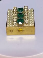Vintage Jeweled Small Square Pill Box Container picture