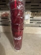 Qty of 6  NEW Coca-Cola Red Plastic 20oz Tumblers, NEW IN PLASTIC picture