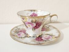 Diamond China Vintage Antique Collectible Iridescent Floral Tea Cup & Saucer picture