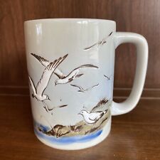 Vintage Otagiri Coffee Cup Mug Coastal Seagulls Stoneware Beach Birds 10 oz EUC picture