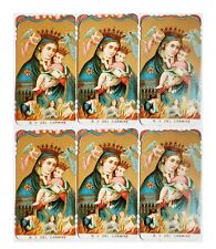 6 Vintage 1906 Italian Catholic Holy Prayer Cards, Blessed Virgin del Carmine picture