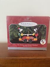 Vintage 90s Hallmark Ornament Mickey Mouse And Minnie Handcar New Open Box picture