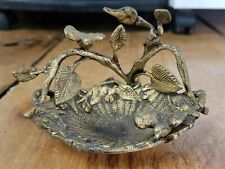 Rare Antique Victorian Brass Trinket Jewelry Soap Dish- Birds Nest-Made in Spain picture