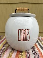 Threshold Large Cookie Jar Round Stoneware White Wood Handle picture