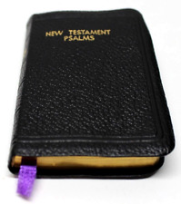 2 Pocket Size Bibles New Testament PSALMS Leather Bound Gold Leaf Presented 1963 picture