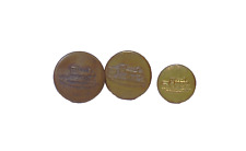 3 Old Rare Vintage Antique Railroad Emblem Brass Coat Buttons Two .75