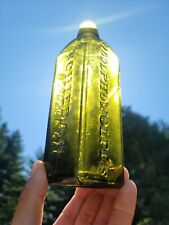 SPECTACULAR 1860s Grass YELLOW Green Schnapps◇Old Udolpho Wolfe's GIN Bottle picture