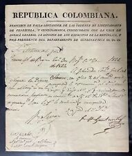 1824 Manuscript Document Signed By Simón Bolívar LIBERTADOR Venezuela Colombia picture