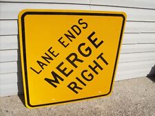 #63) Genuine Authentic NEW Street Sign - LANE ENDS MERGE RIGHT 36