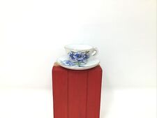 Miniature Nikoniko Japan Tea Cup Saucer Hand Painted Doll House Vintage picture