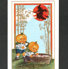 RARE Witch Halloween Greetings UNLISTED Whitney WH34 JOL Kids Apple Bob PostCard picture