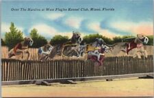 MIAMI Florida Postcard WEST FLAGLER KENNEL CLUB Greyhound Dog Races /Linen 1940s picture