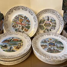 Lot of 24 Vintage State Collector Souvenir Plates 9” States Listed In Desc picture