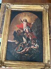 ASCENSION OF CHRIST Painting on plate 19th century picture