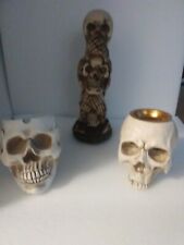 Skull Ashtray/Incense Burner Novelty Totem Skull Pole Resin picture