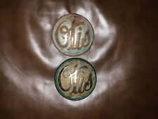 2 Antique Vintage Otis Elevator Car  emblems,nameplate , logos 4” round original picture